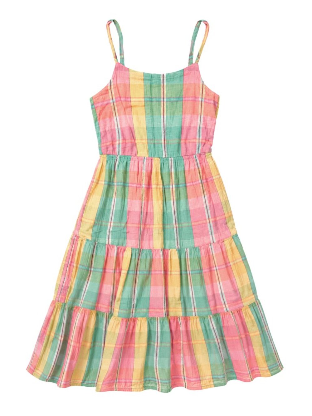 Gap Kids Plaid 100% Cotton Gauze Tiered Midi Sundress in GIRLS LARGE
